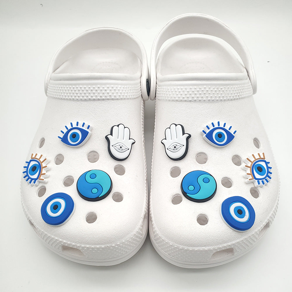 Small Blue Evil Eye Sneakers Shoe Flowers