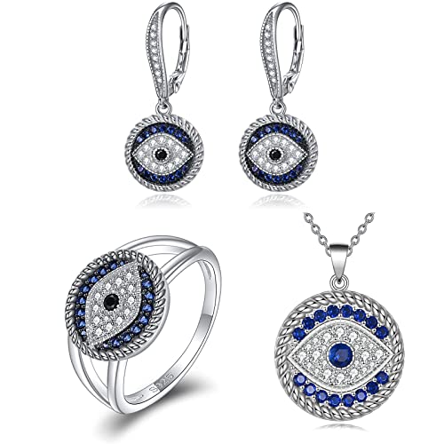 Sterling Evil Eye 3 Piece Jewelry Set for Women